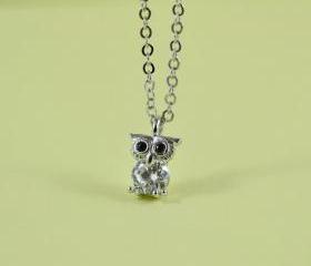 Cute CZ Owl Necklace