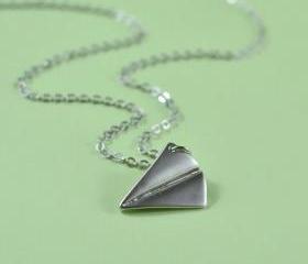 Paper Airplane Pendant Necklace