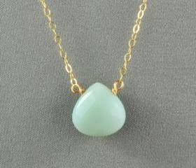 Beautiful Amazonite Heart Necklace, Natural Stone Bead, 14K Gold Filled Chain, also in Sterling Silver